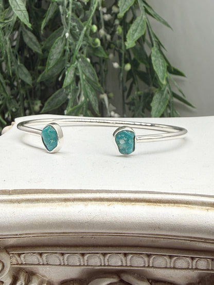 Premium Kingsman Turquoise Sterling Silver Bangle Crystal Wellness