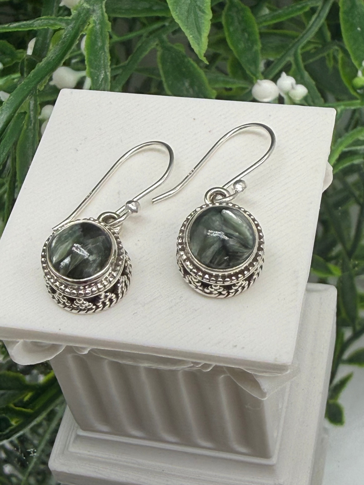 Angelic Whisper — Seraphinite Silver Earrings Crystal Wellness