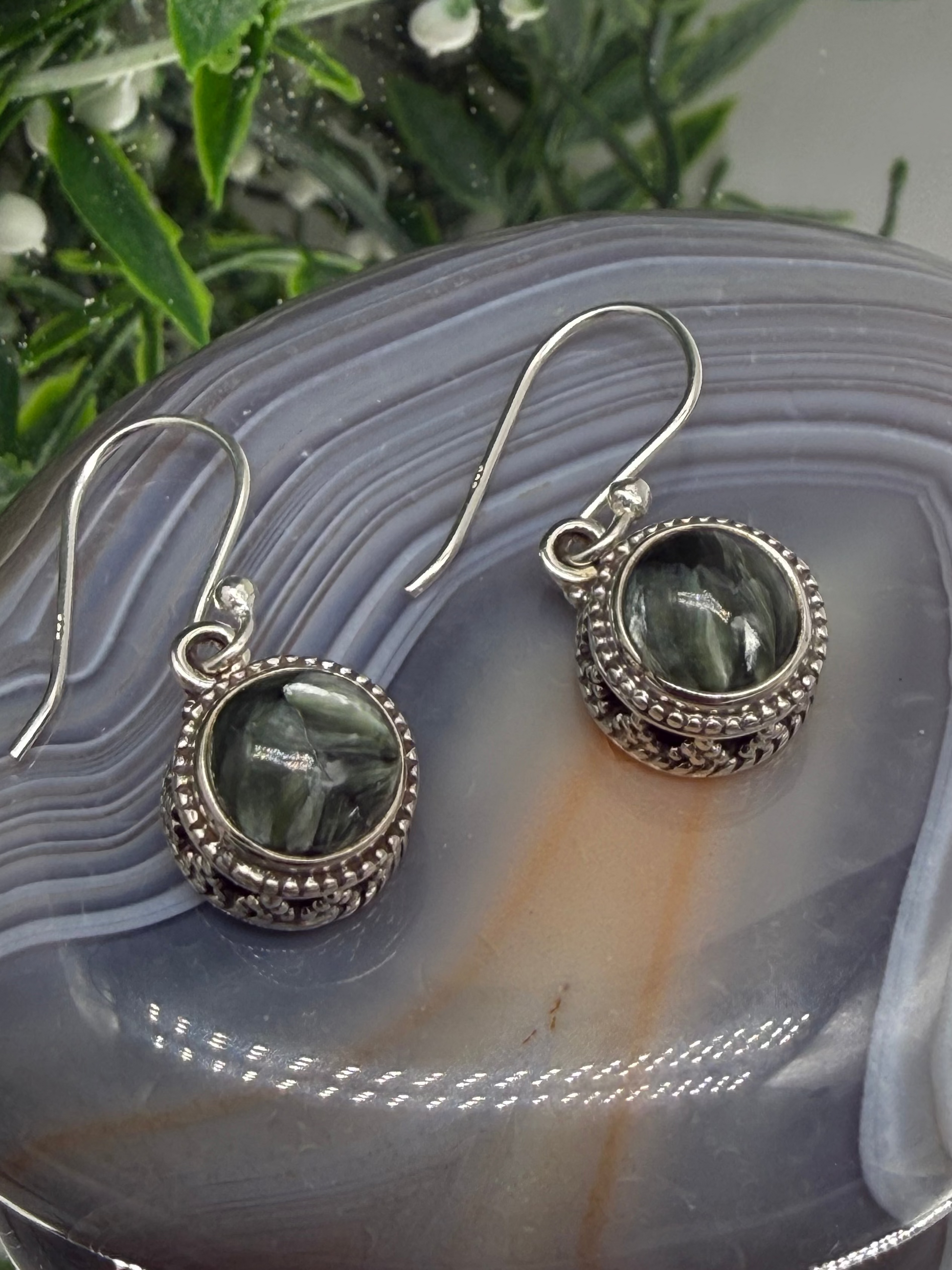 Angelic Whisper — Seraphinite Silver Earrings Crystal Wellness
