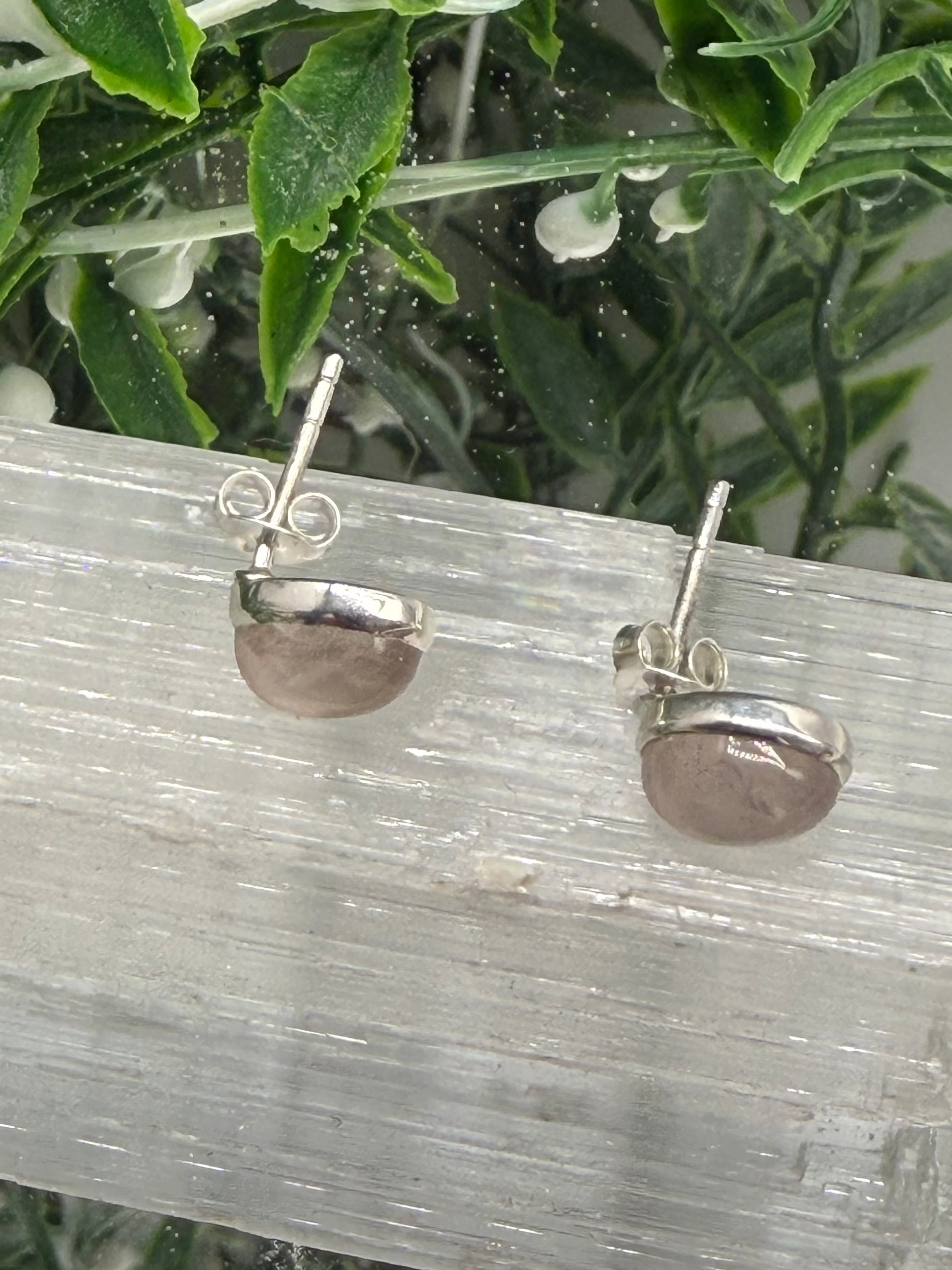 Rose Quartz 925 Sterling Silver Stud Crystal Wellness