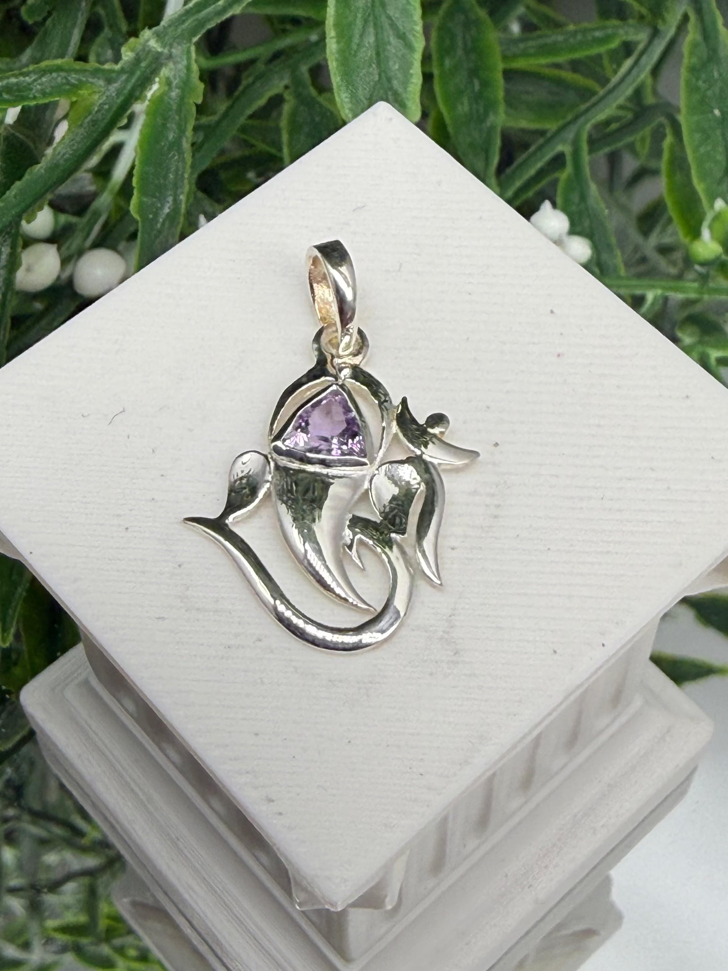 Moonlit Serenity — Amethyst Silver Pendant Crystal Wellness