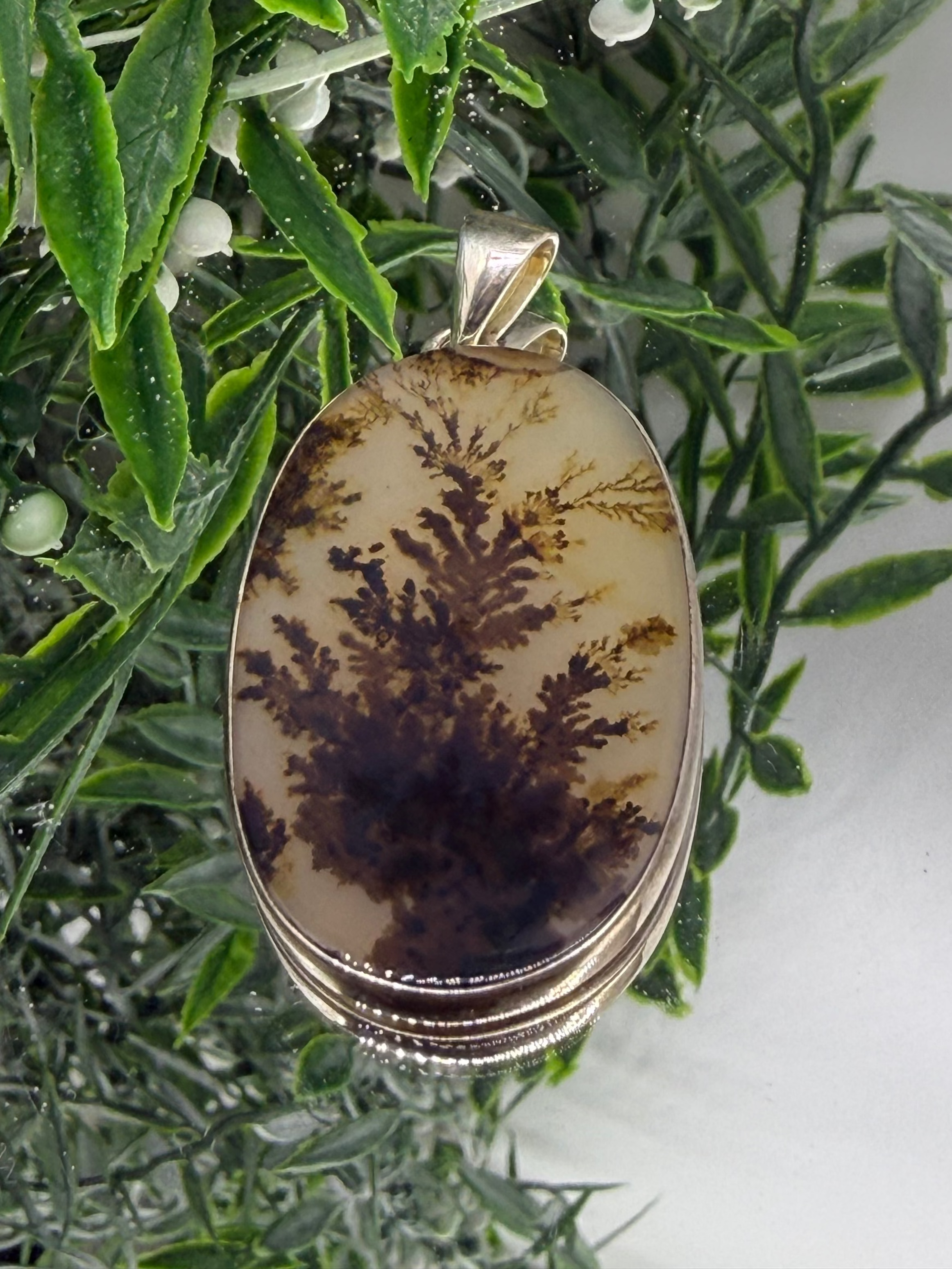 Dendrite Agate 925 Sterling Silver Pendant Crystal Wellness