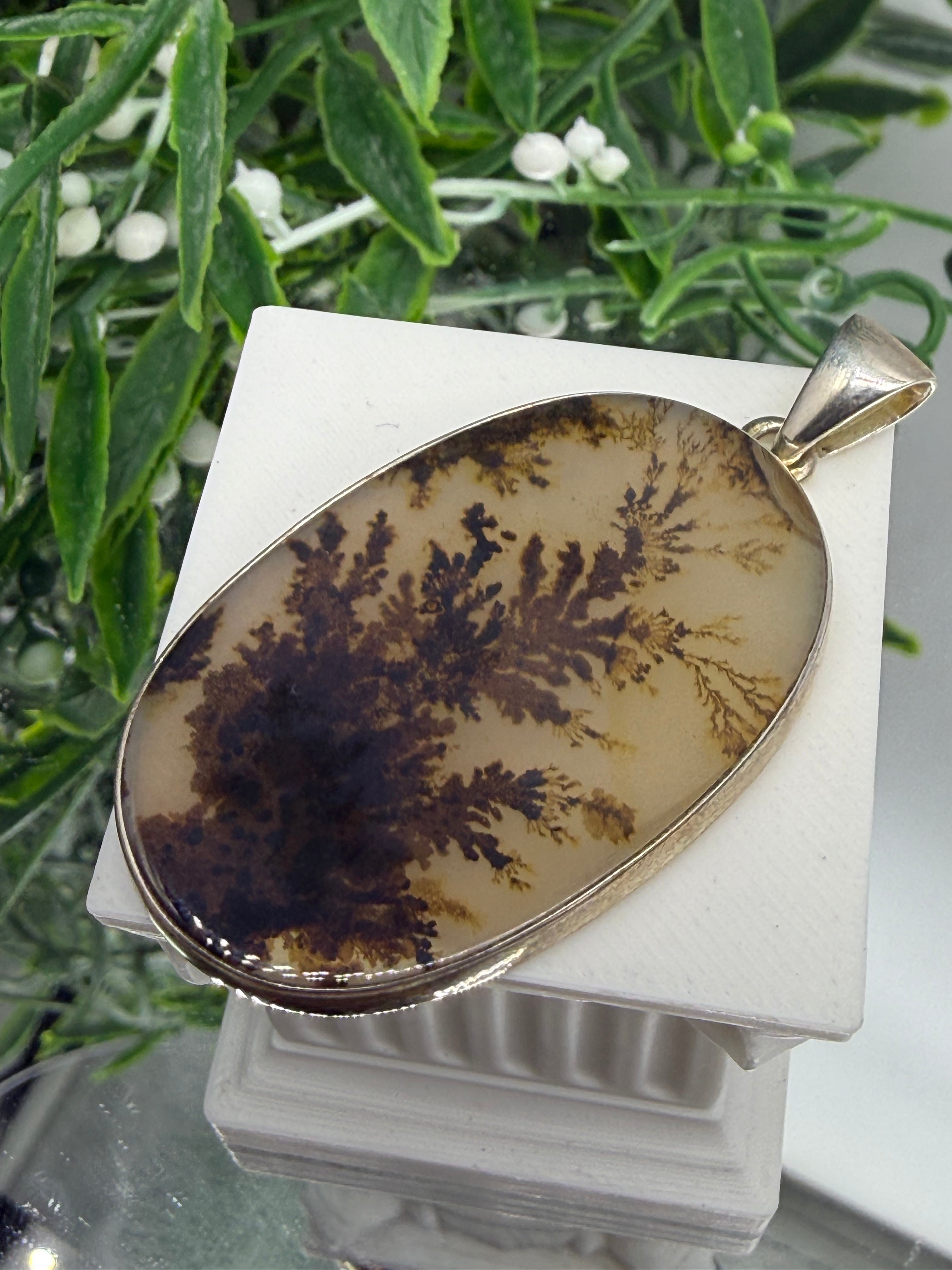 Dendrite Agate 925 Sterling Silver Pendant Crystal Wellness