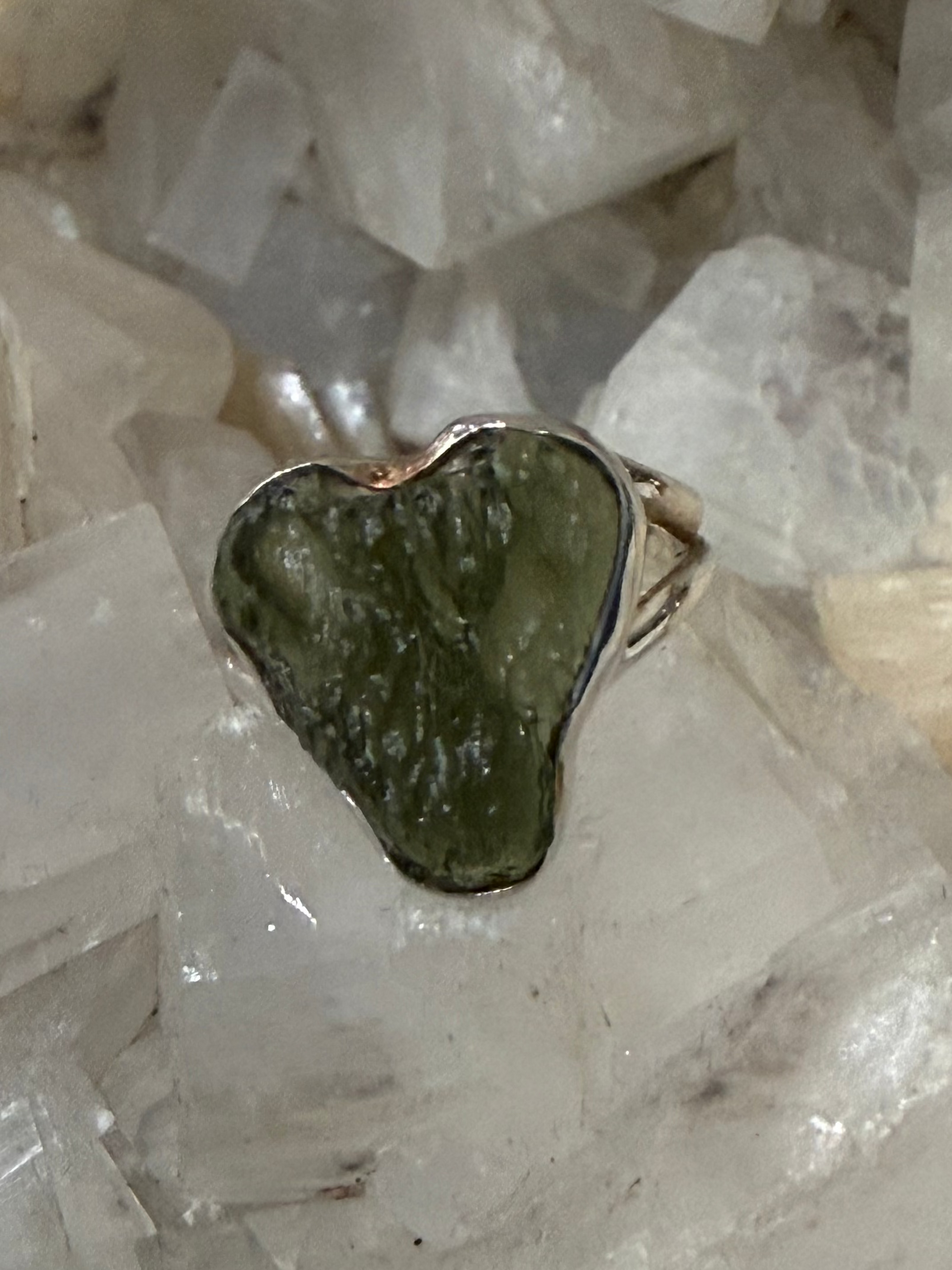 Authentic Raw Moldavite 925 Sterling Silver Handmade Ring Crystal Wellness