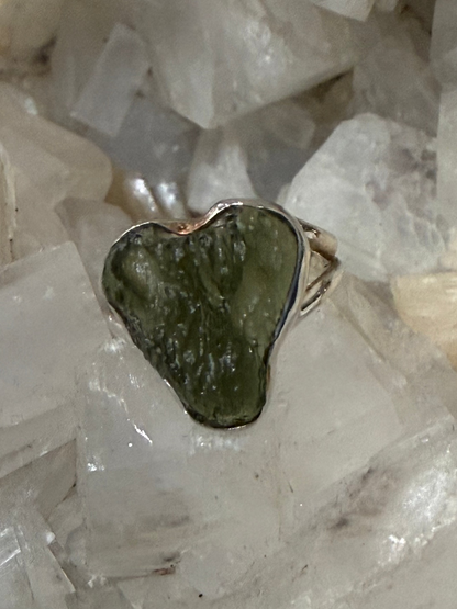 Authentic Raw Moldavite 925 Sterling Silver Handmade Ring Crystal Wellness