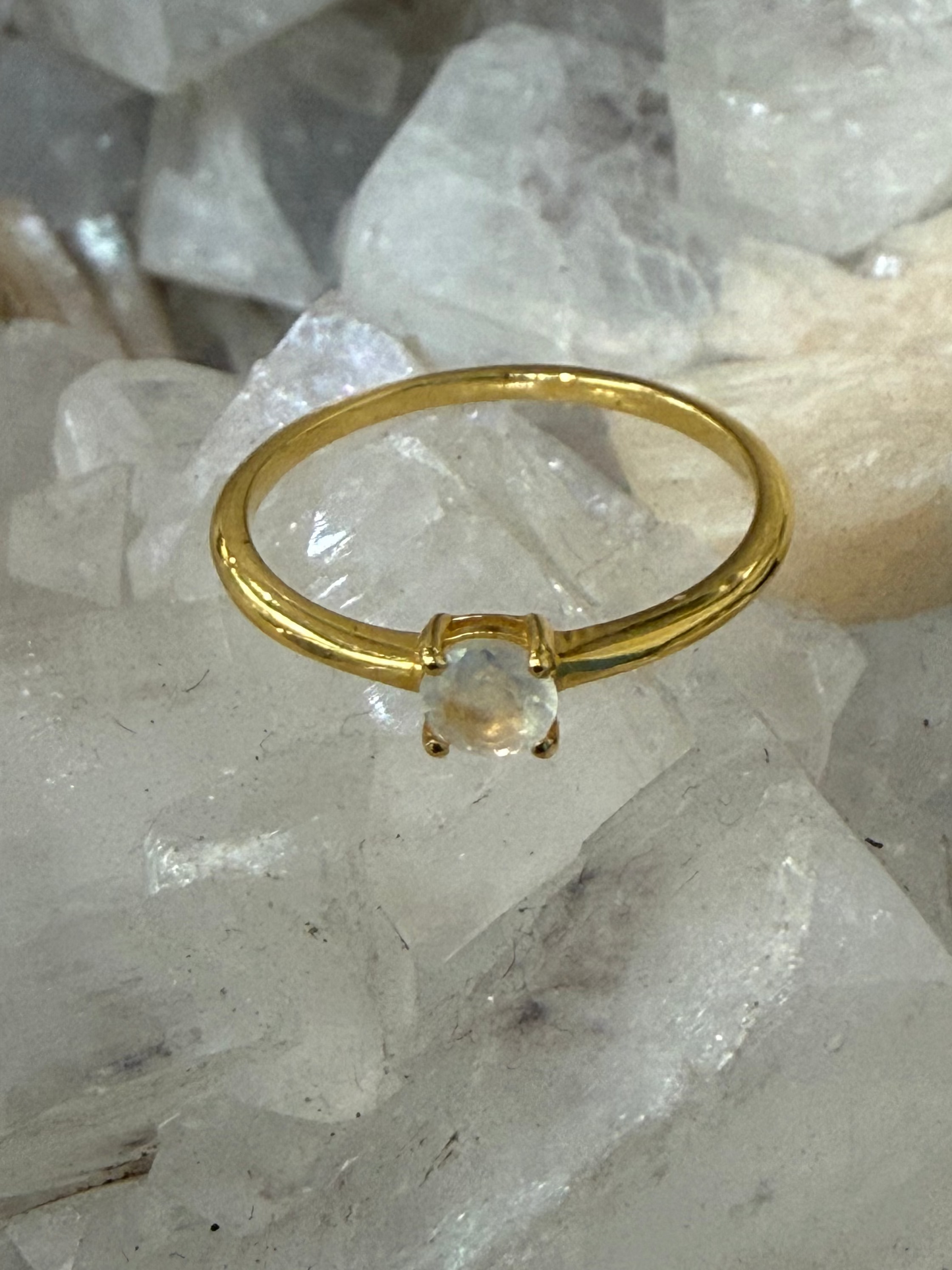 Moonlit Whisper — Moonstone Vermeil Ring Crystal Wellness