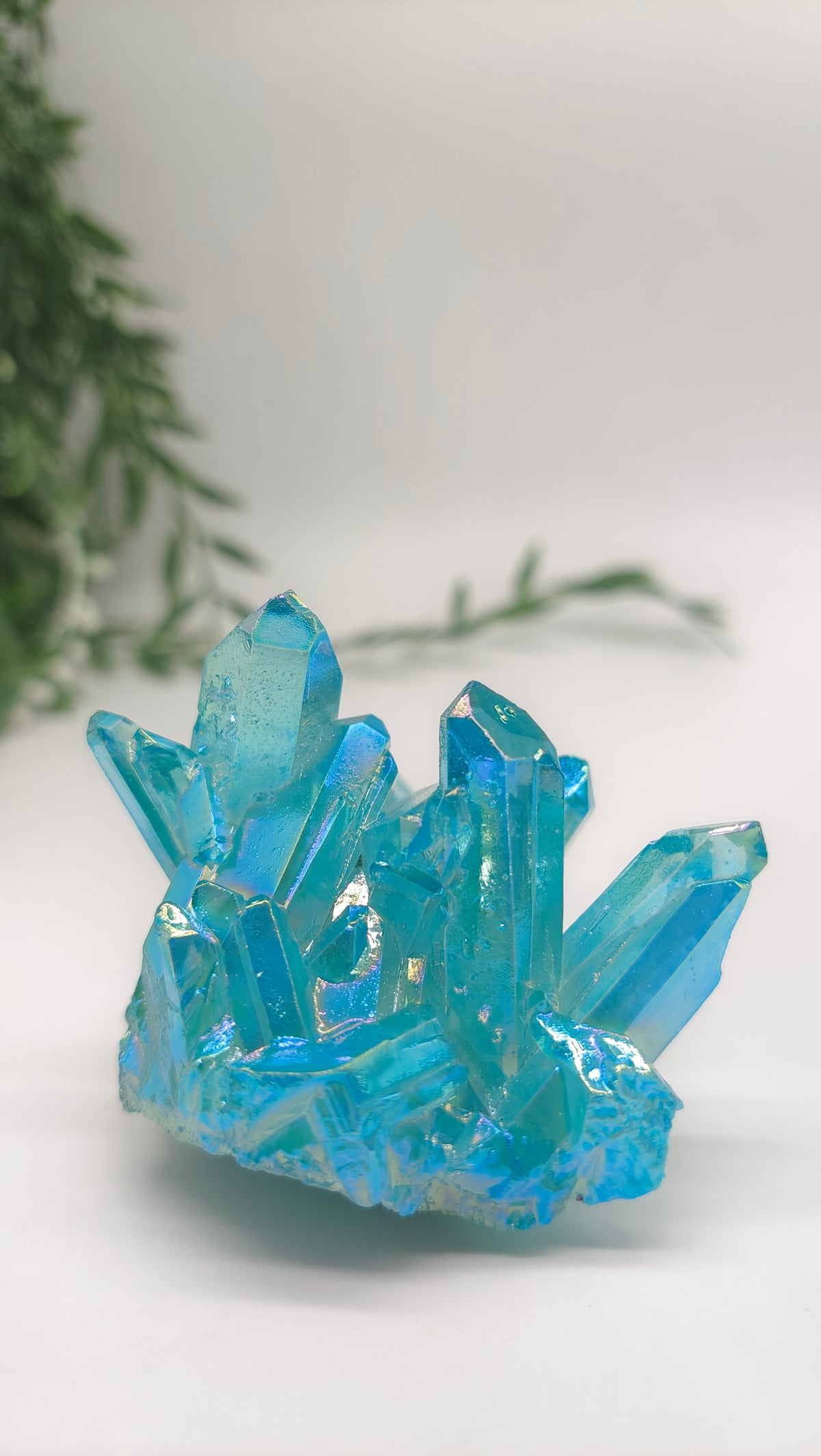 Blue Aura Quartz Cluster Crystal Wellness