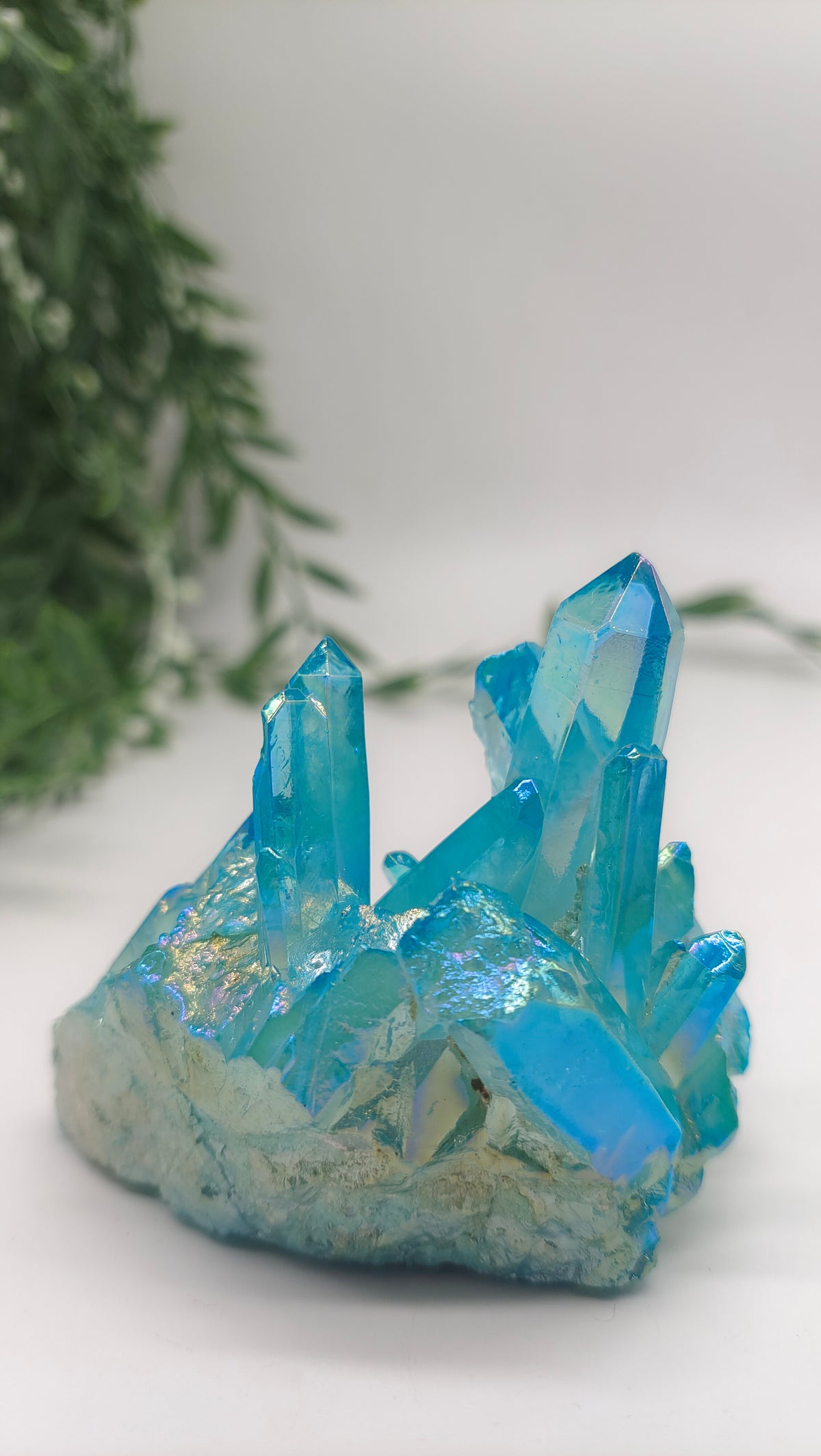 Blue Aura Quartz Cluster Crystal Wellness