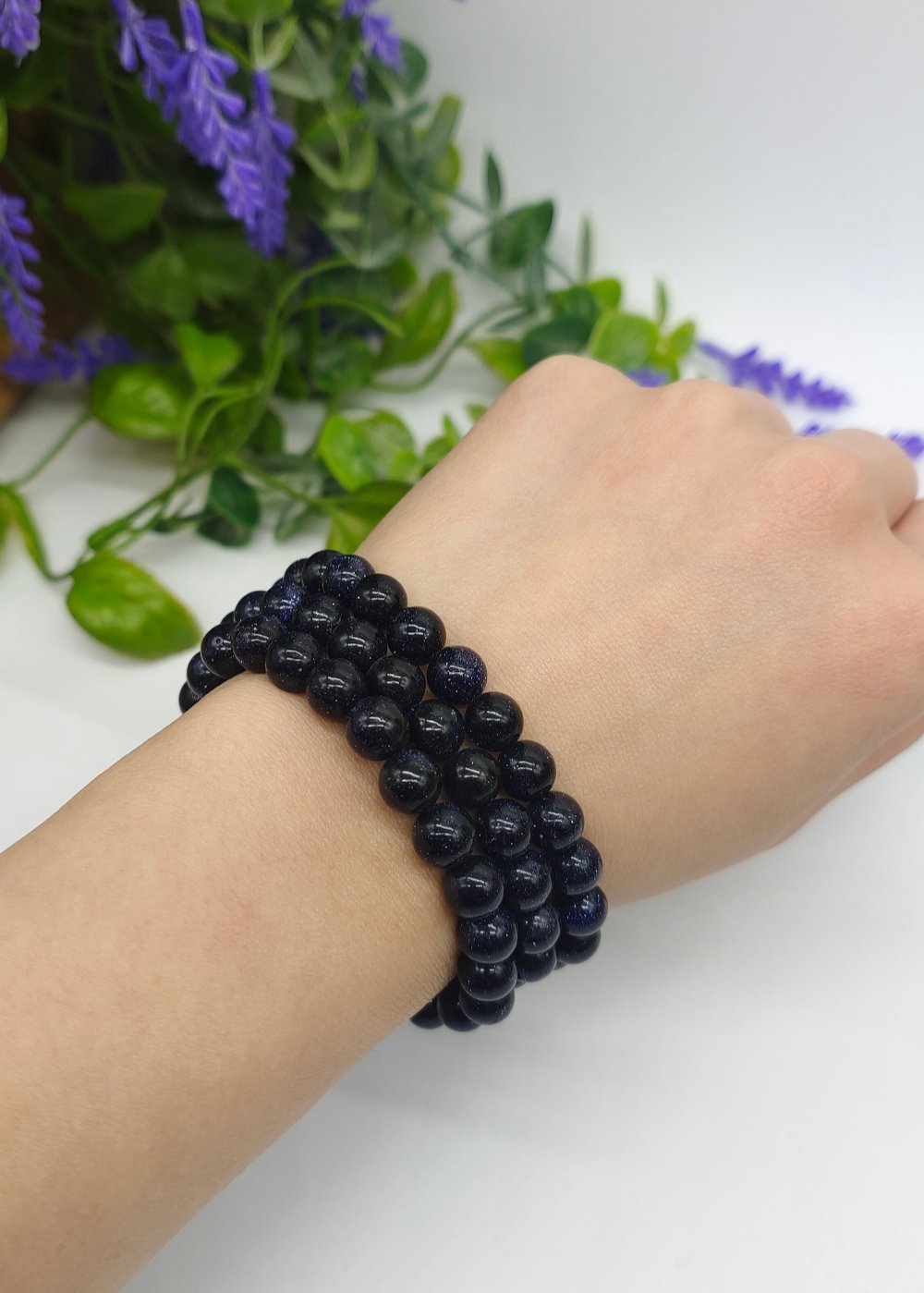 Blue Goldstone Beads Bracelet Crystal Wellness