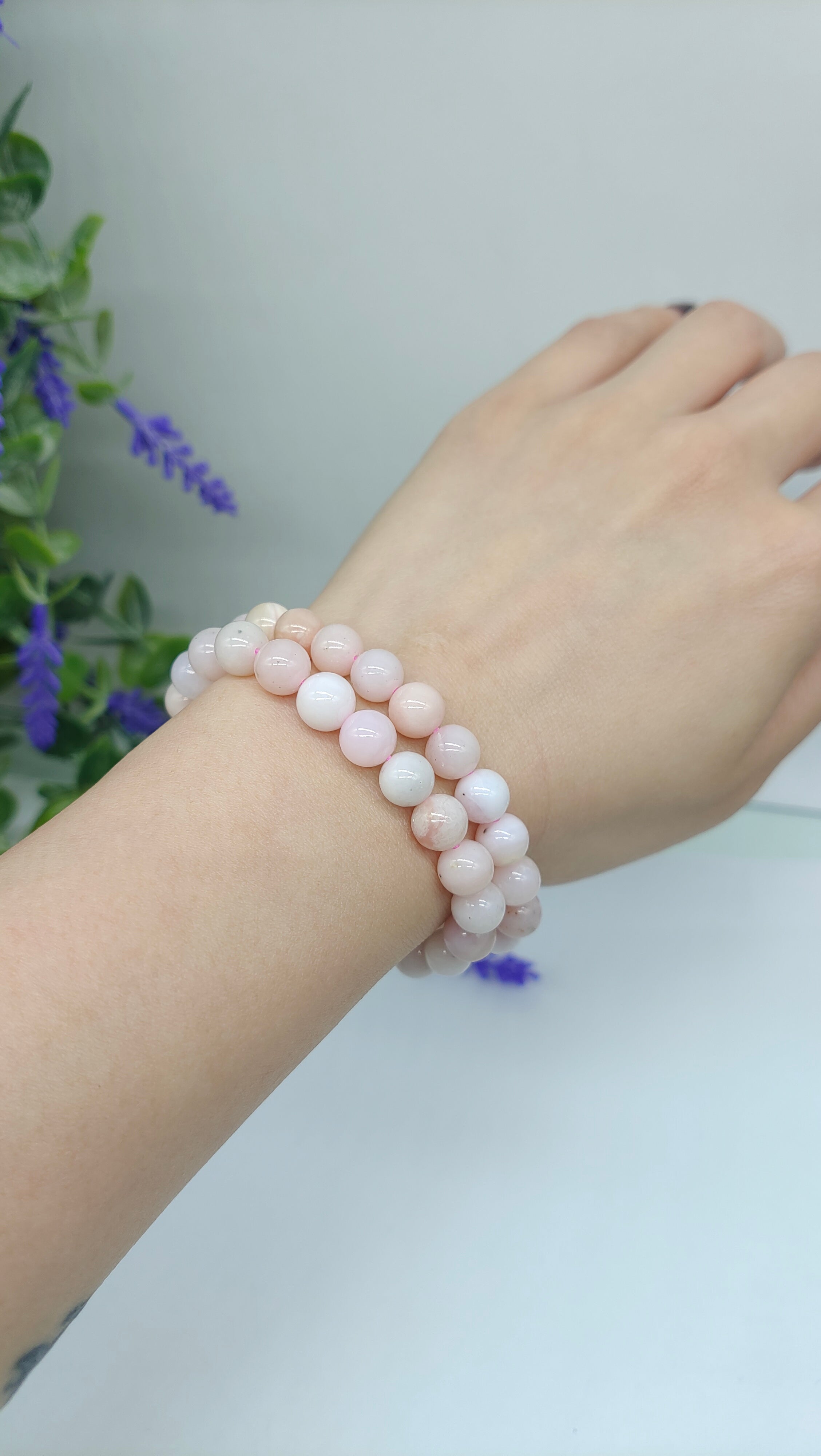 Pink Peruvian Opal Beads Bracelet Crystal Wellness