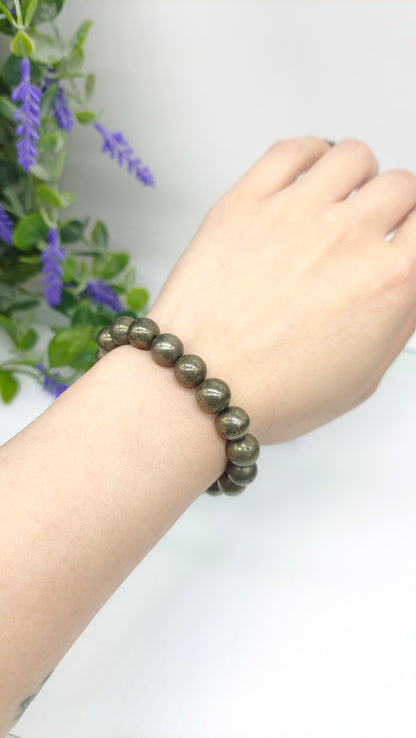 Pyrite Bead Bracelet Crystal Wellness