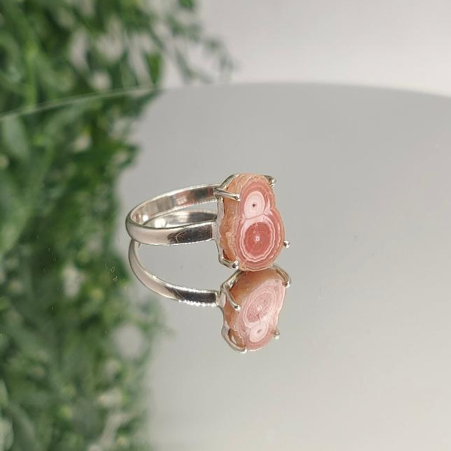 Premium Rhodochrosite 925 Sterling Silver Ring – Size 8 | Love, Compassion & Inner Healing Crystal Wellness