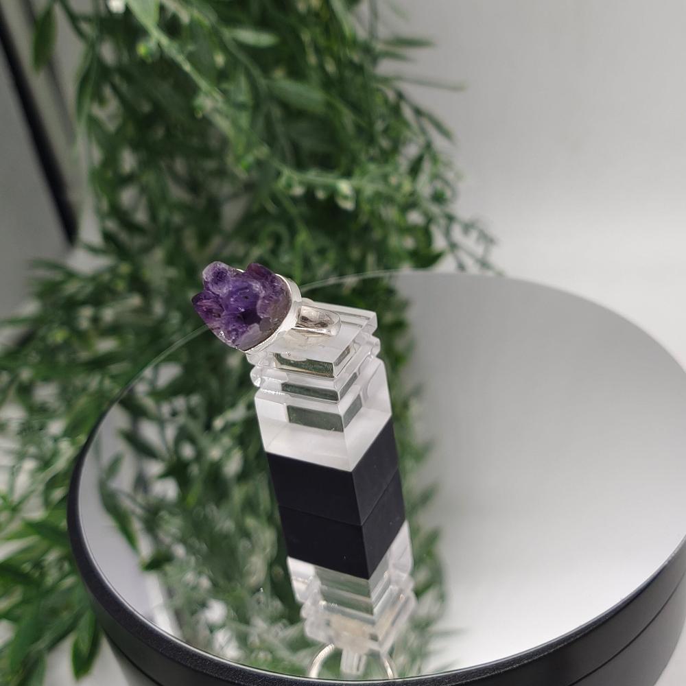 Amethyst Heart 925 Sterling Silver Rings Size 8 Crystal Wellness