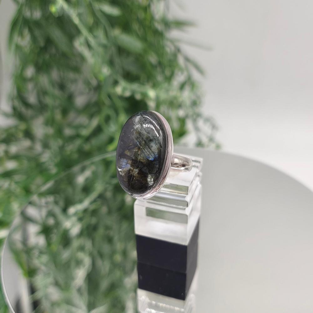 Larvikite 925 Sterling Silver Rings Size 8.5 Crystal Wellness