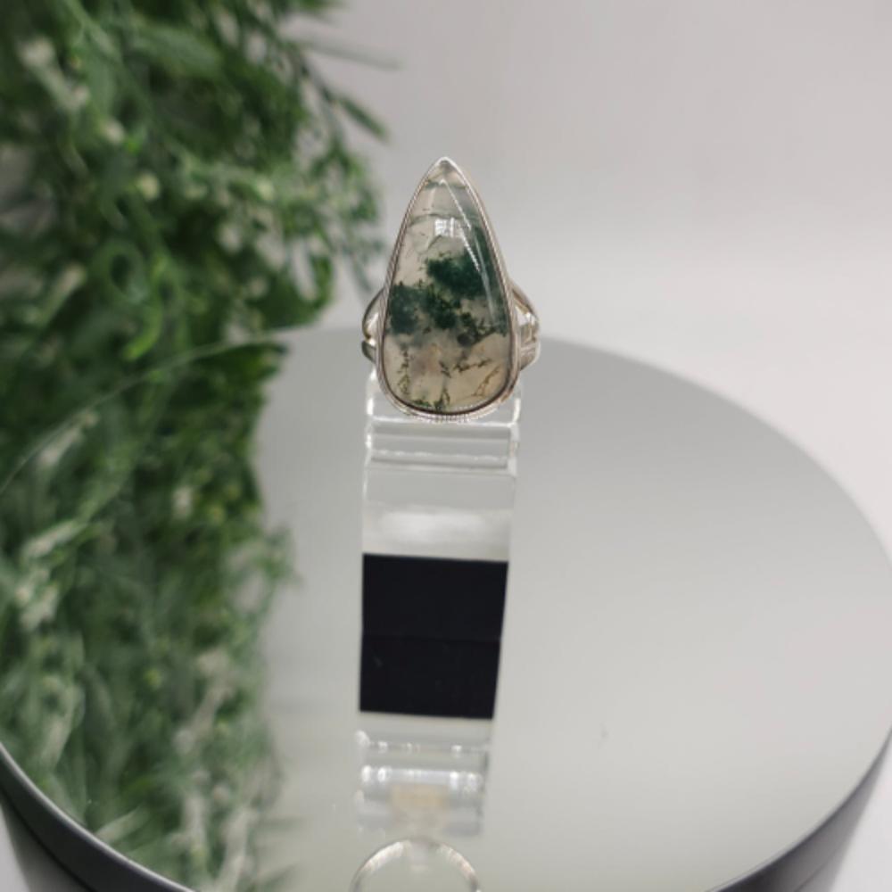 Moss Agate 925 Sterling Silver Rings Size 7 Crystal Wellness