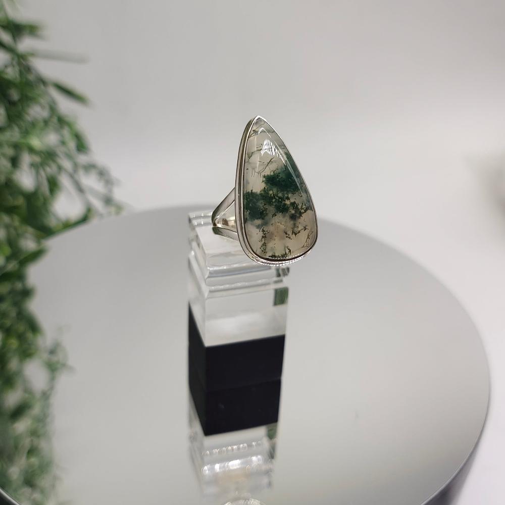 Moss Agate 925 Sterling Silver Rings Size 7 Crystal Wellness