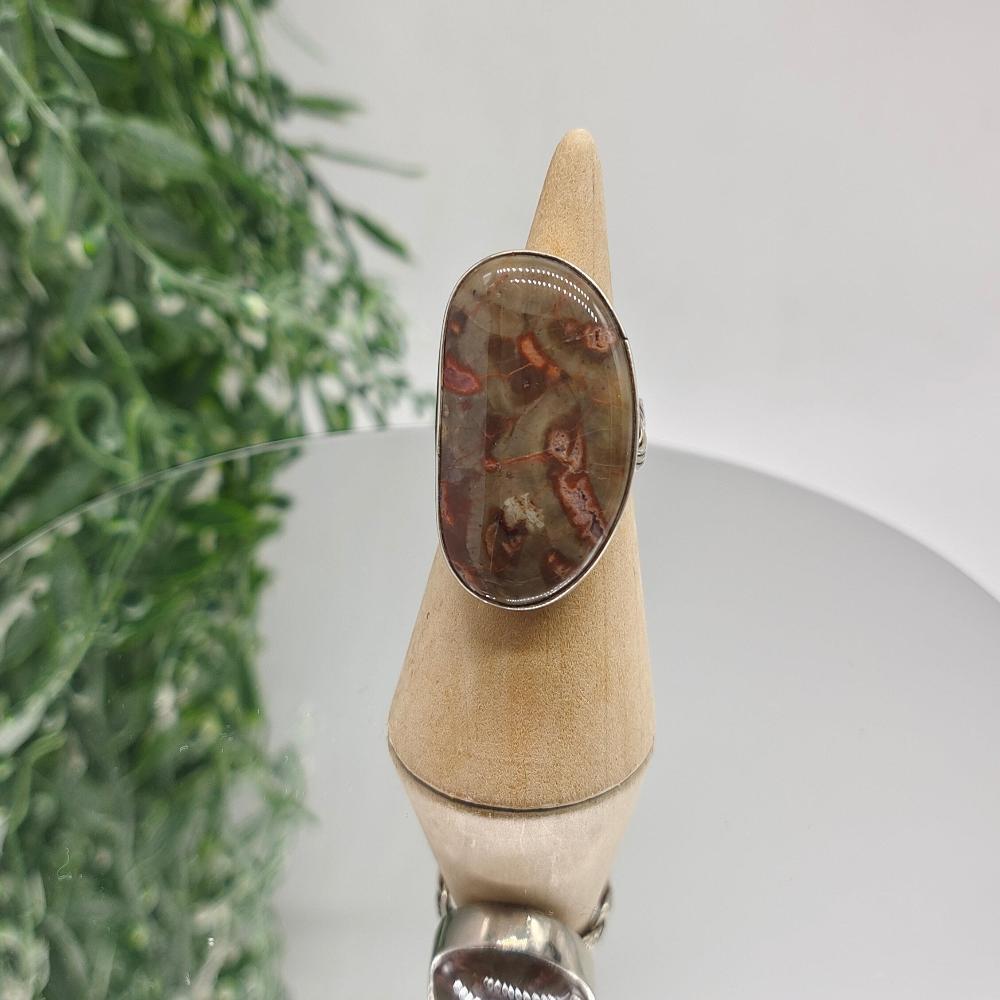 Tube Agate 925 Sterling Silver Rings Size 8 Crystal Wellness