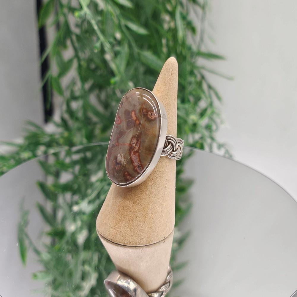 Tube Agate 925 Sterling Silver Rings Size 8 Crystal Wellness