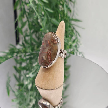 Tube Agate 925 Sterling Silver Rings Size 8 Crystal Wellness