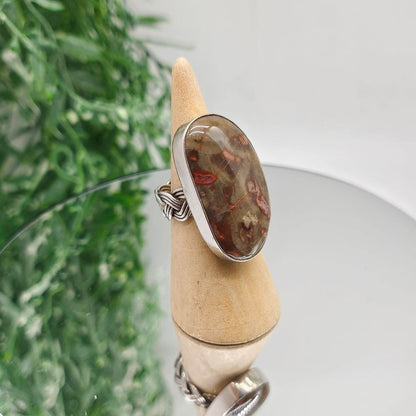 Tube Agate 925 Sterling Silver Rings Size 8 Crystal Wellness
