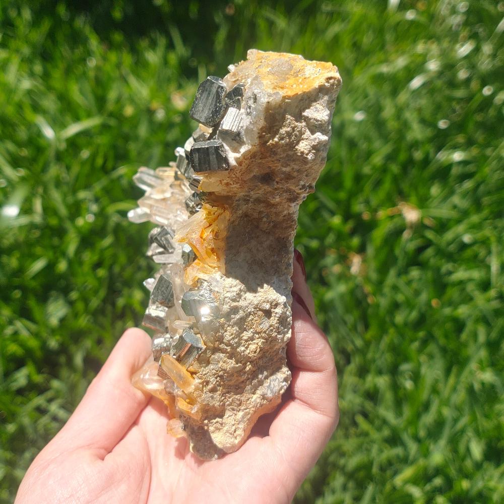 Pyrite with Clear Quartz Point AAA Grade Rare 0.5Kg 11.5x12x4cm Crystal Wellness