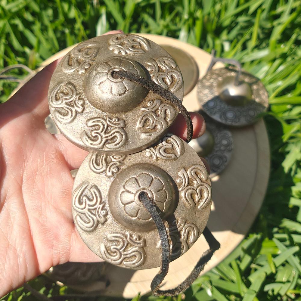 Tingsha Tibetan Bells Handcraft With Buddhist Lucky Symbols 7x7cm Crystal Wellness