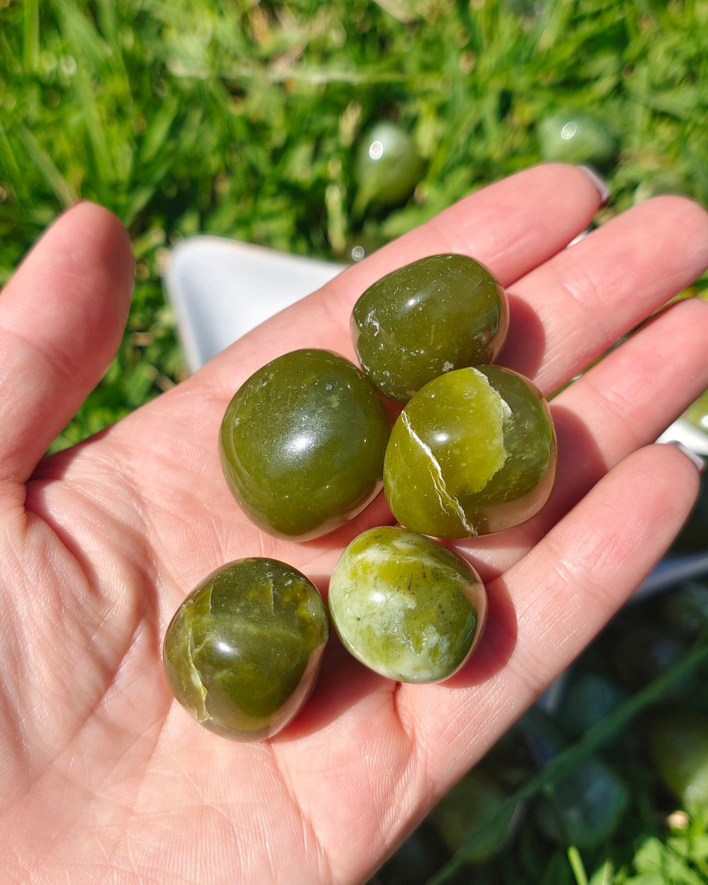Olive Jade Tumble Stone Crystal Wellness