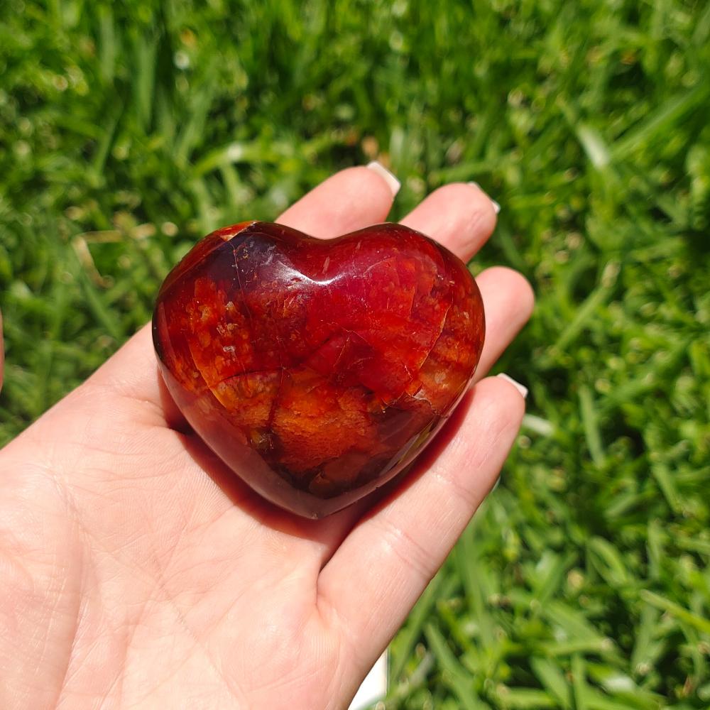 Natural Carnelian Heart for Sacral Chakra Activation, Emotional Courage and Vitality and Energy Crystal Wellness