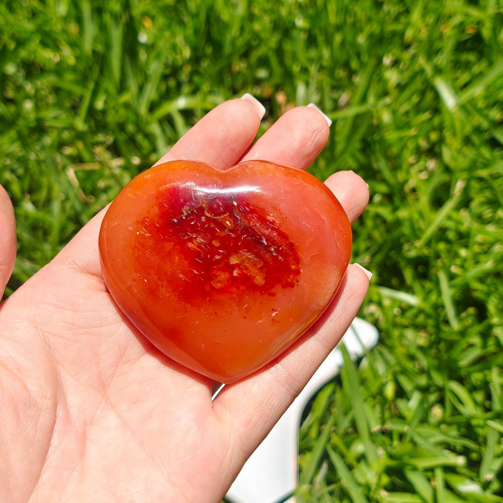 Natural Carnelian Heart for Sacral Chakra Activation, Emotional Courage and Vitality and Energy Crystal Wellness