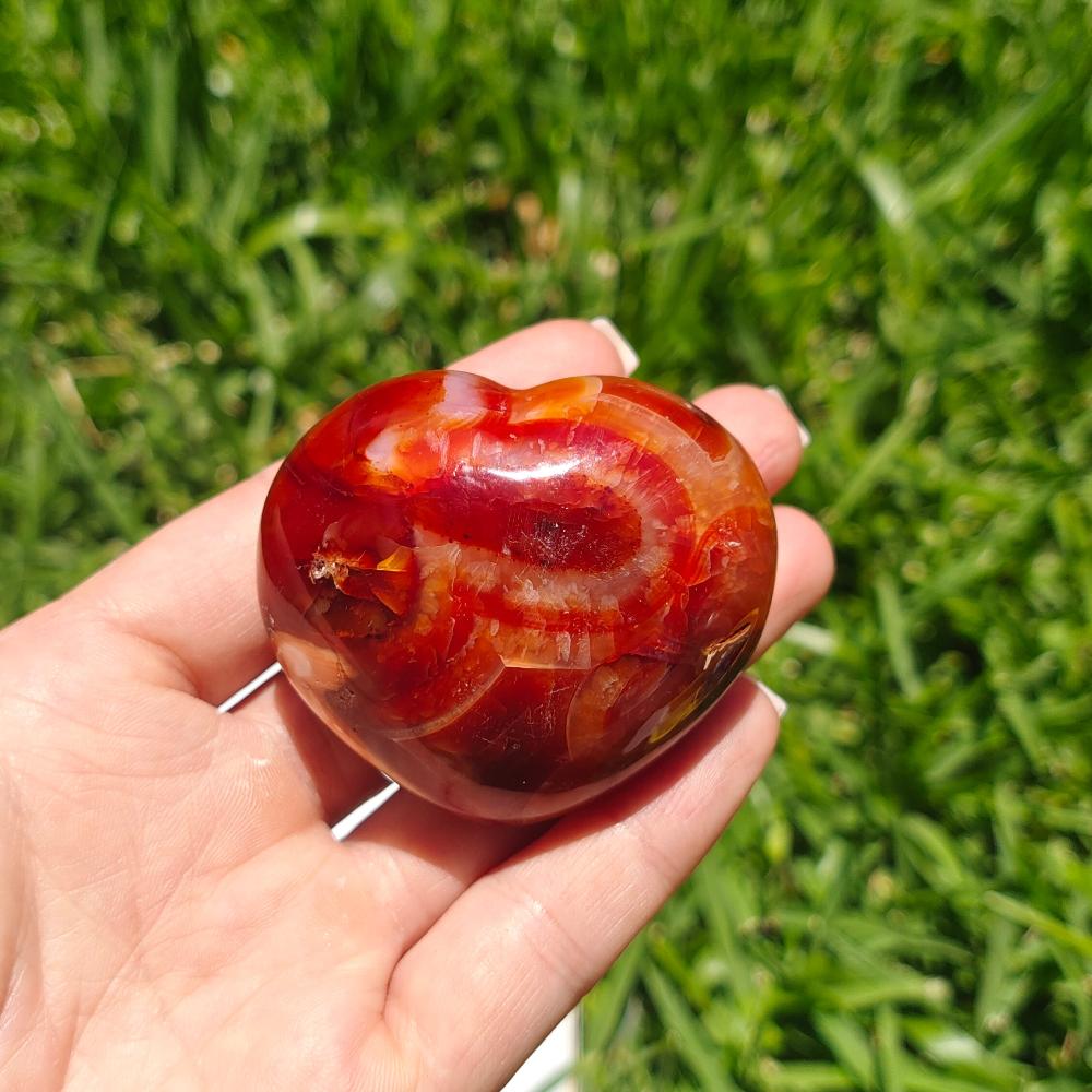 Natural Carnelian Heart for Sacral Chakra Activation, Emotional Courage and Vitality and Energy Crystal Wellness