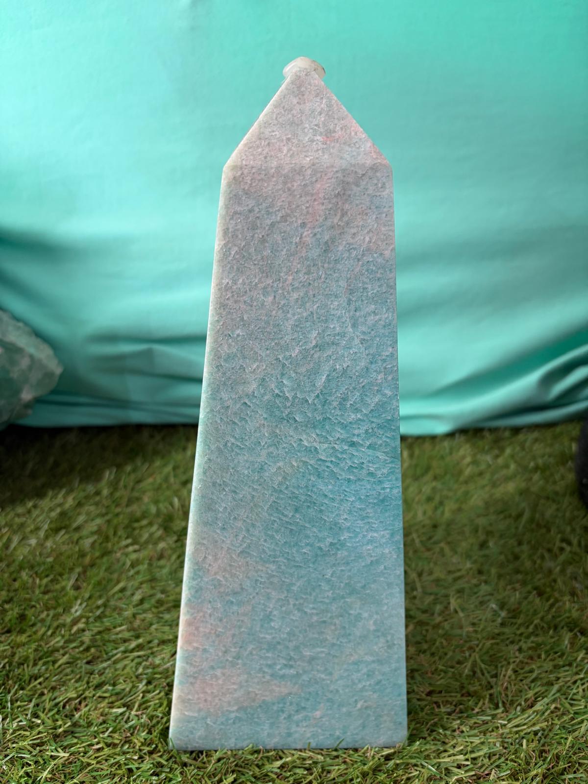 Amazonite Tower – Stone of Truth & Harmony | Calming Crystal for Communication, Balance & Emotional Healing 3.4 Kgs 26x10x10 cm Crystal Wellness