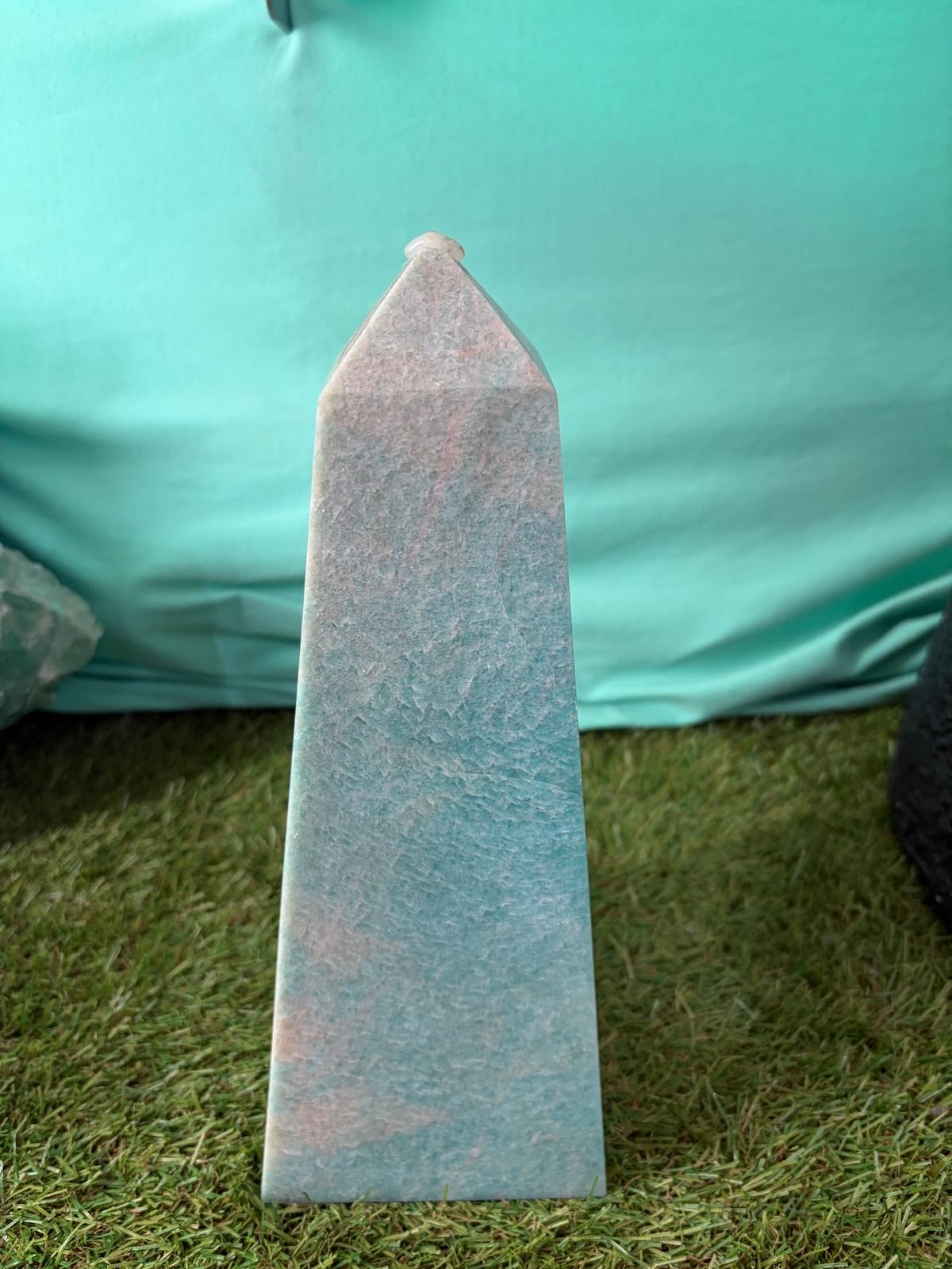 Amazonite Tower – Stone of Truth & Harmony | Calming Crystal for Communication, Balance & Emotional Healing 3.4 Kgs 26x10x10 cm Crystal Wellness