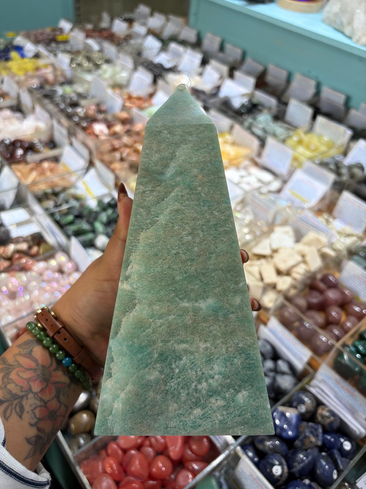 Amazonite Tower – Stone of Truth & Harmony | Calming Crystal for Communication, Balance & Emotional Healing 1.8 Kgs 20x8.5x8.5 cm Crystal Wellness