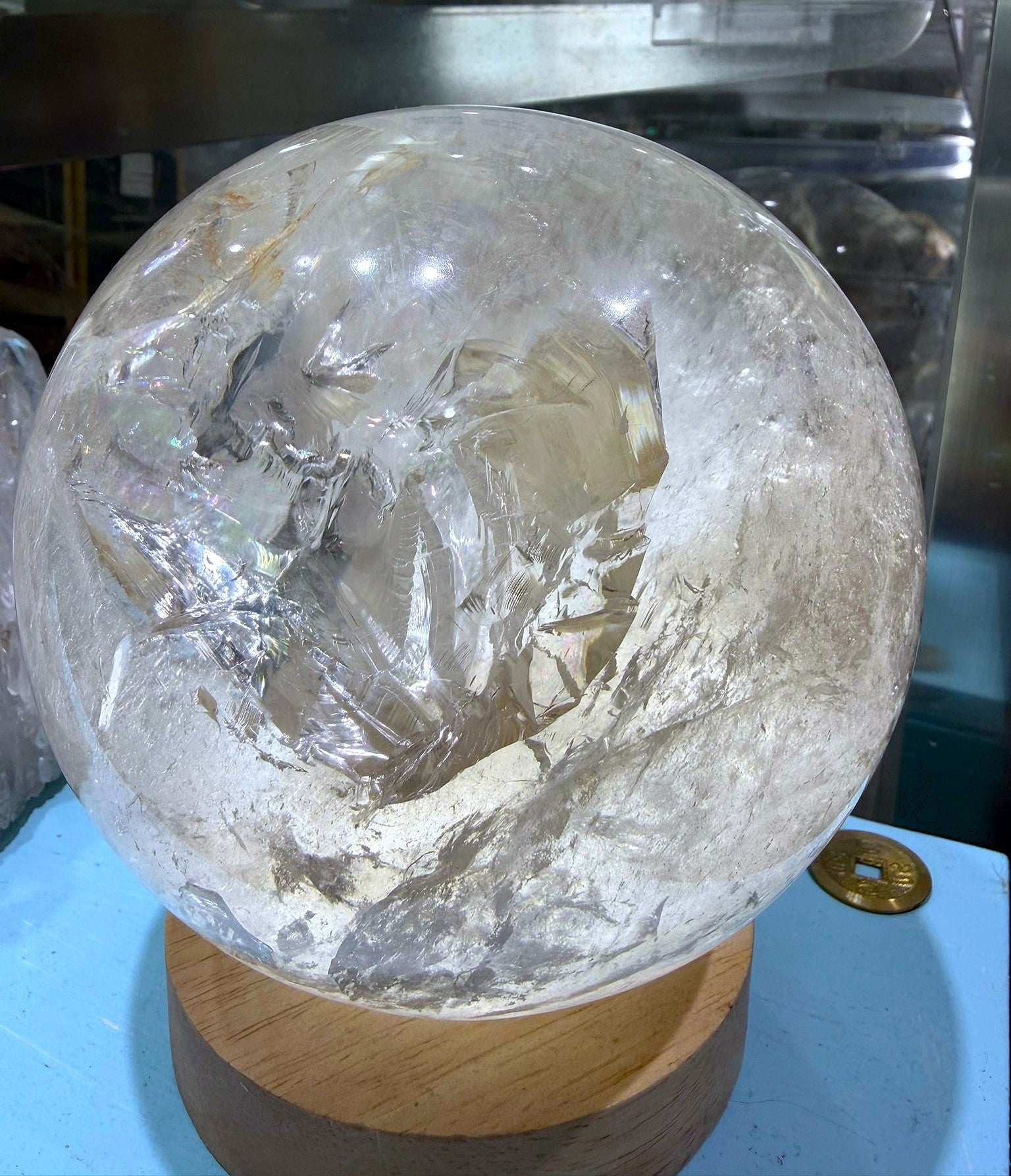Clear Quartz Sphere High Grade 3.33 Kgs Crystal Wellness
