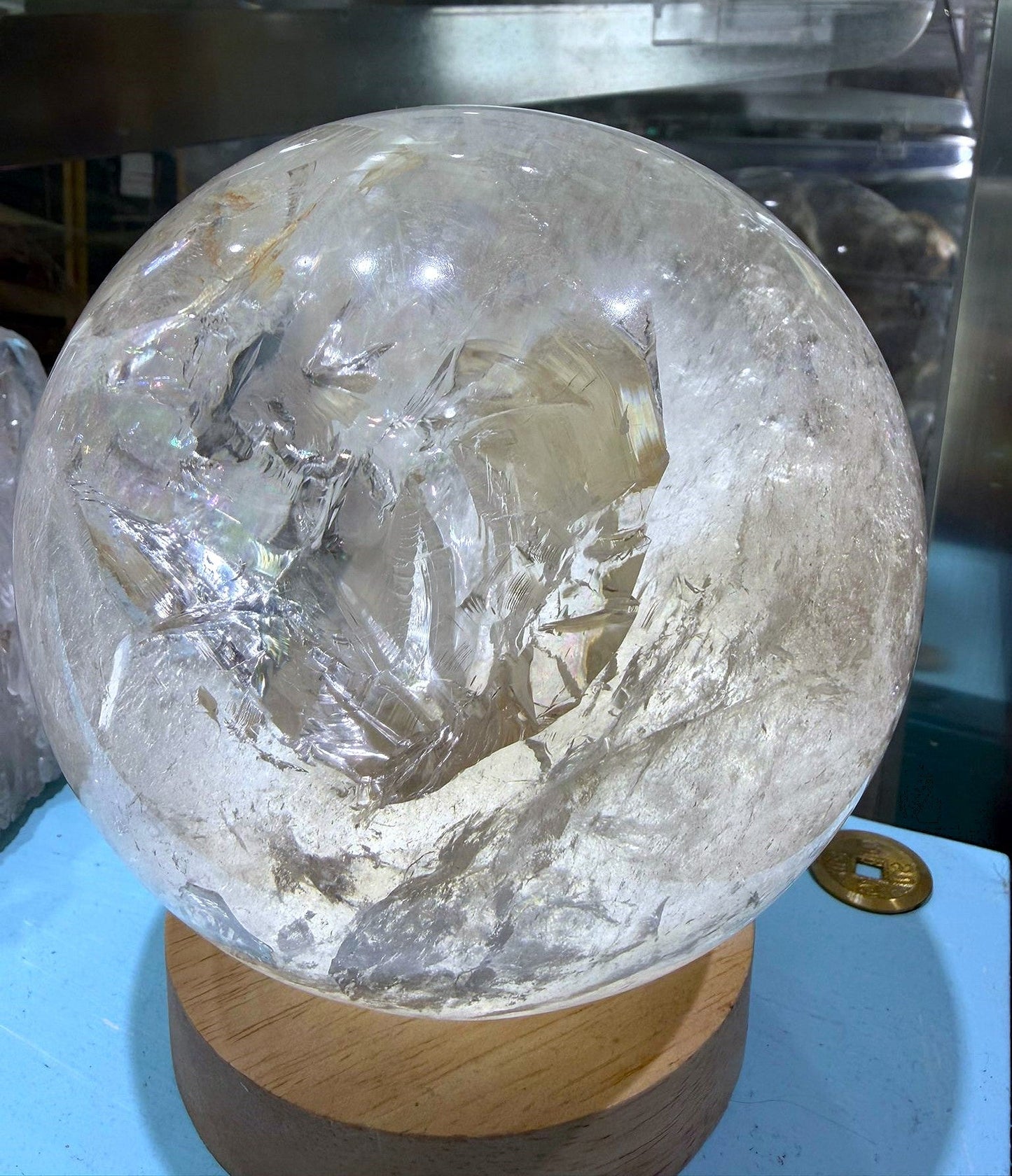 Clear Quartz Sphere High Grade 3.33 Kgs Crystal Wellness
