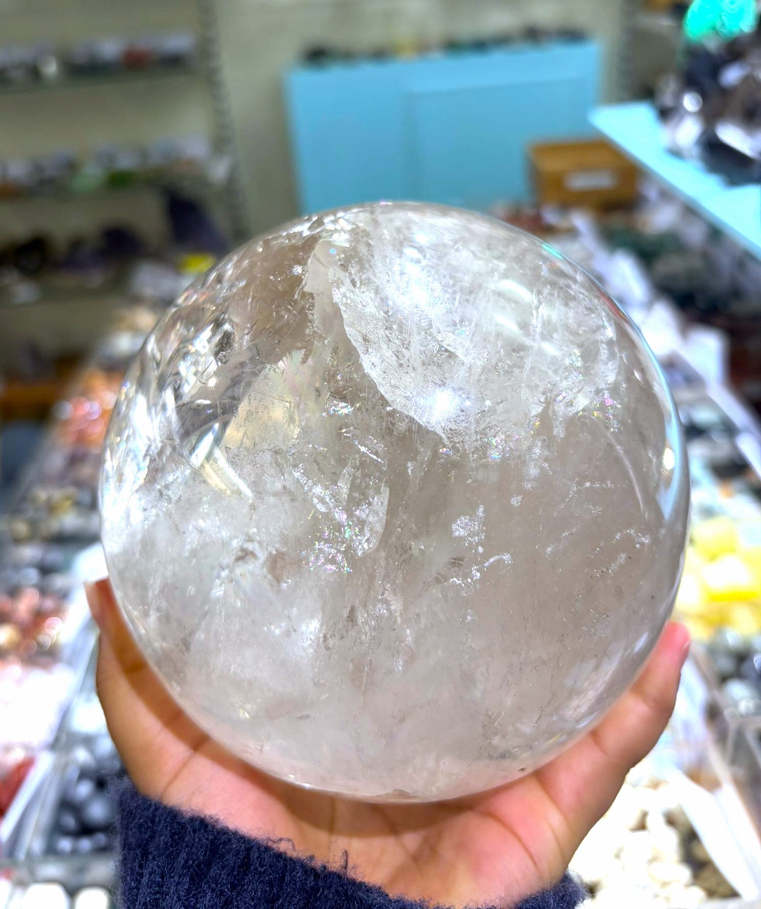 Clear Quartz Sphere High Grade 3.33 Kgs Crystal Wellness