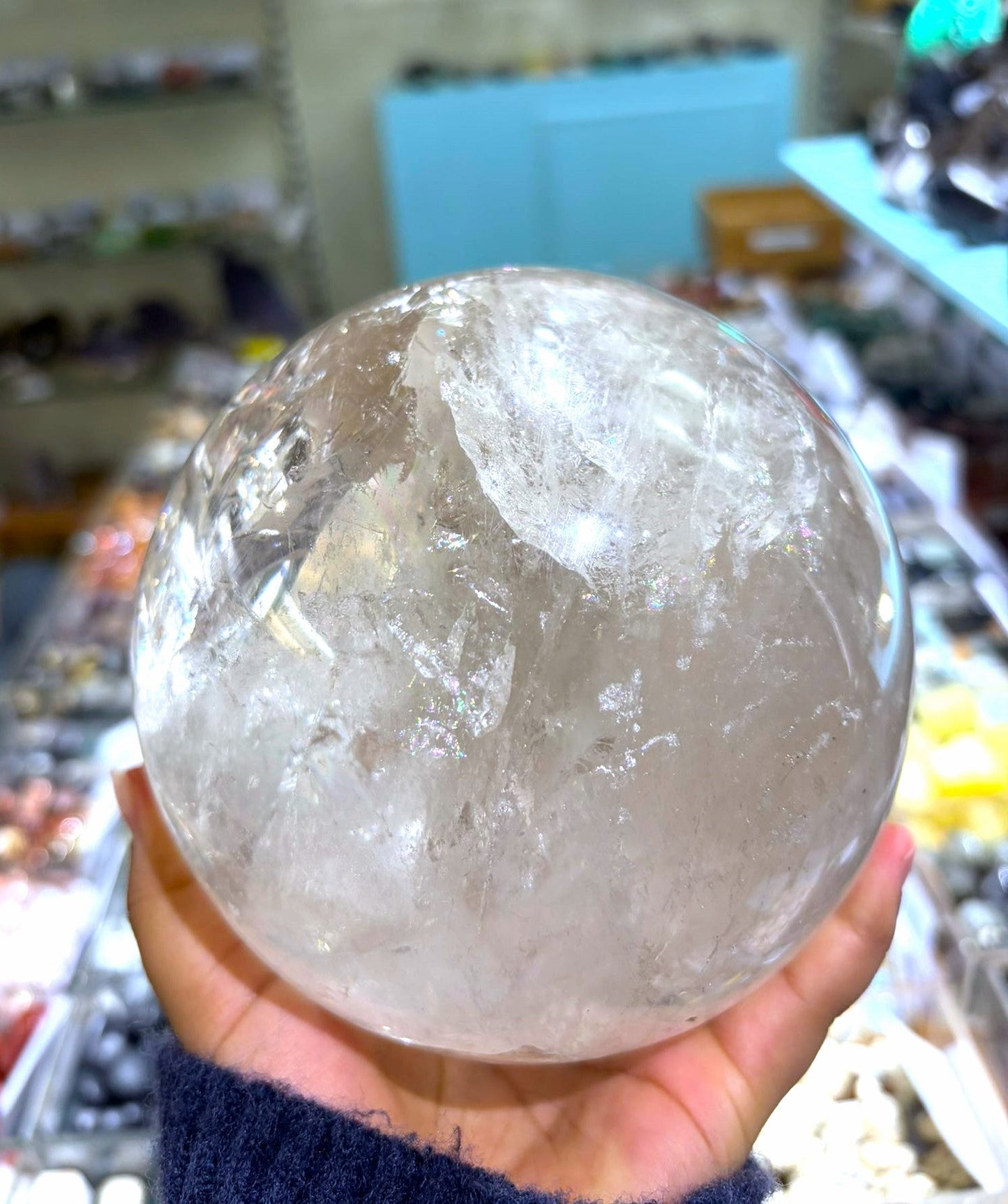 Clear Quartz Sphere High Grade 3.33 Kgs Crystal Wellness