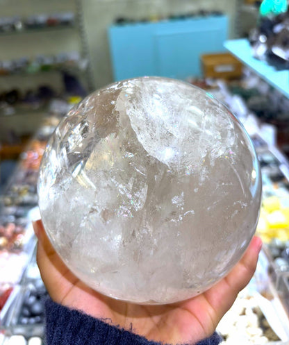 Clear Quartz Sphere High Grade 3.33 Kgs Crystal Wellness