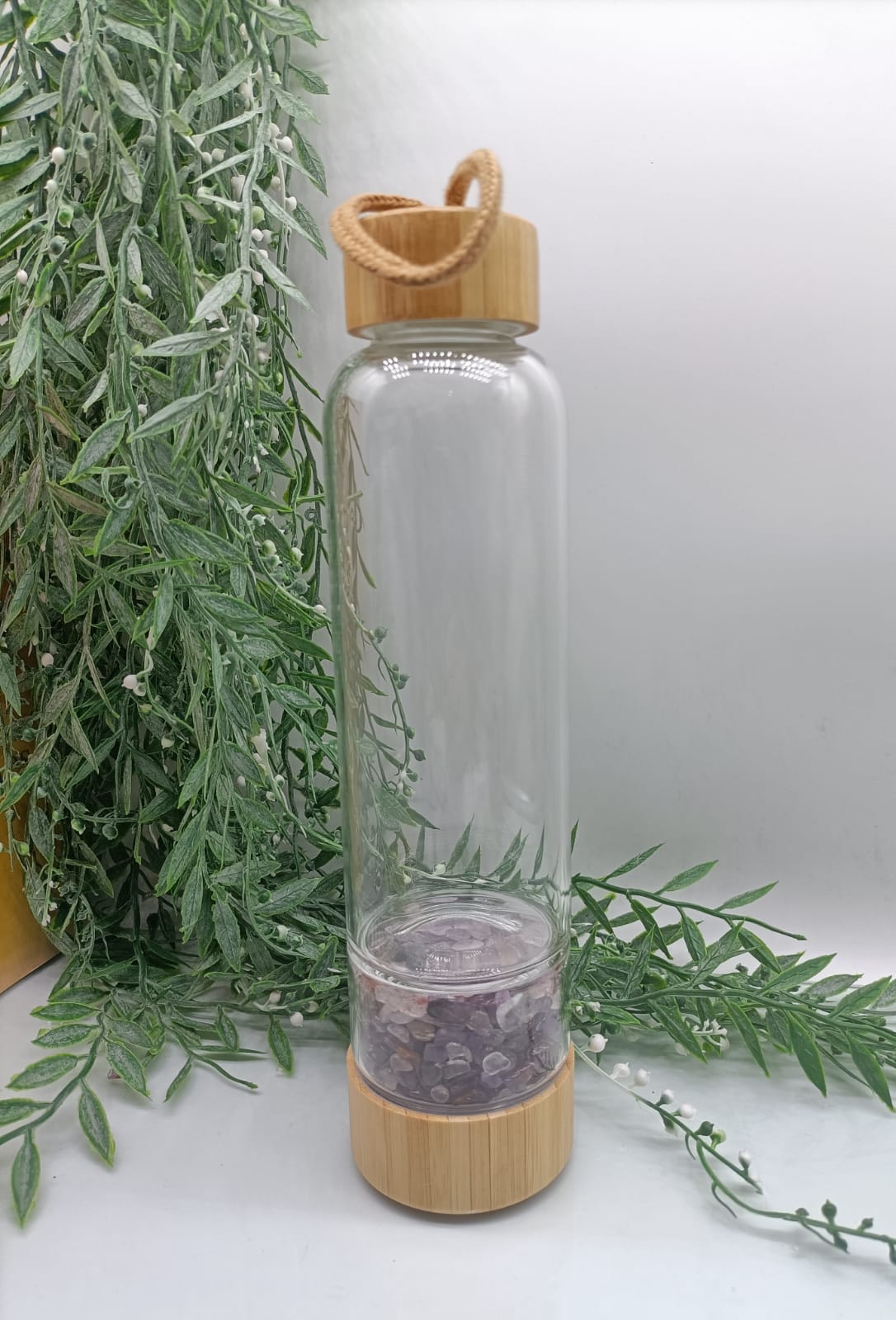 Cacoxenite aka Super Seven Energise Healing Bamboo Water Bottle Crystal Wellness