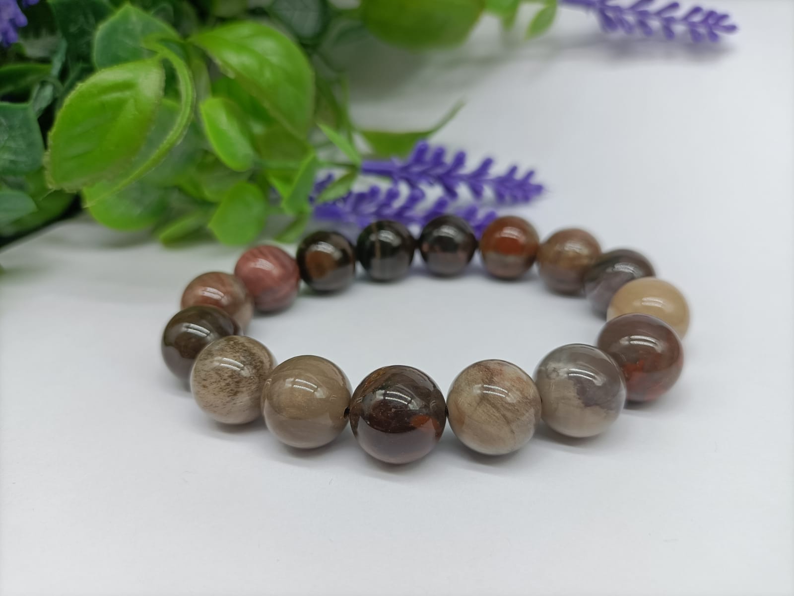 Petrified Wood Beads Bracelet Crystal Wellness