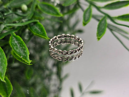 Sterling Silver Band Ring – Chain Design Crystal Wellness
