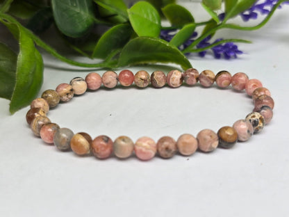 Rhodochrosite Beads Bracelet Crystal Wellness