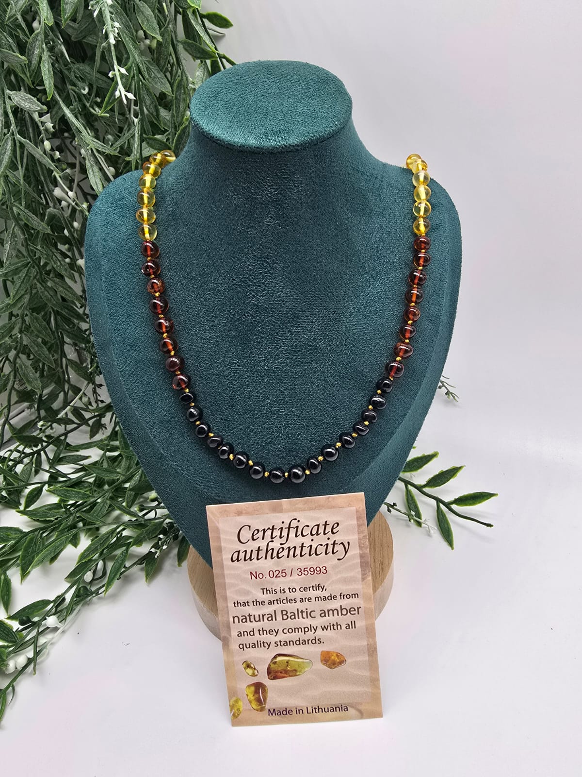 Natural Baltic Amber Necklace – 7mm Beads, 50cm Crystal Wellness