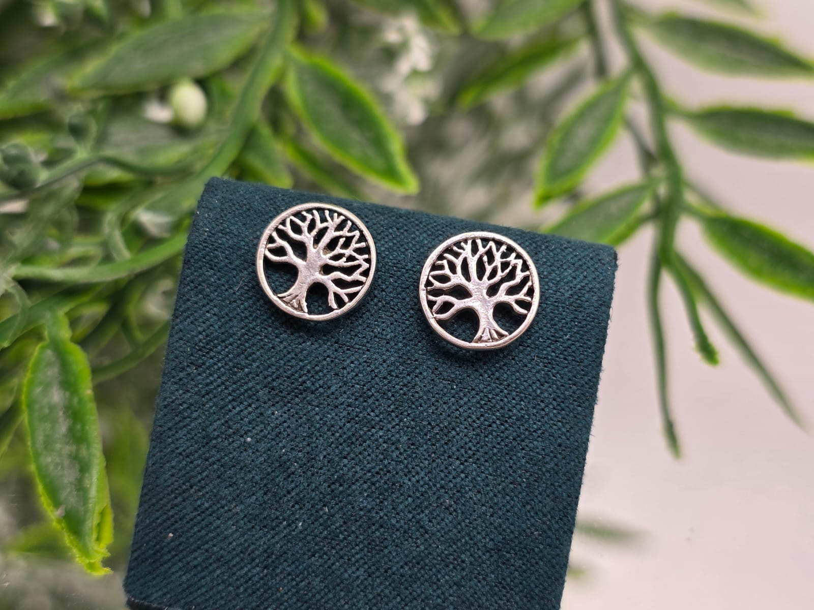 Tree of Life Sterling Silver Stud Earrings Crystal Wellness
