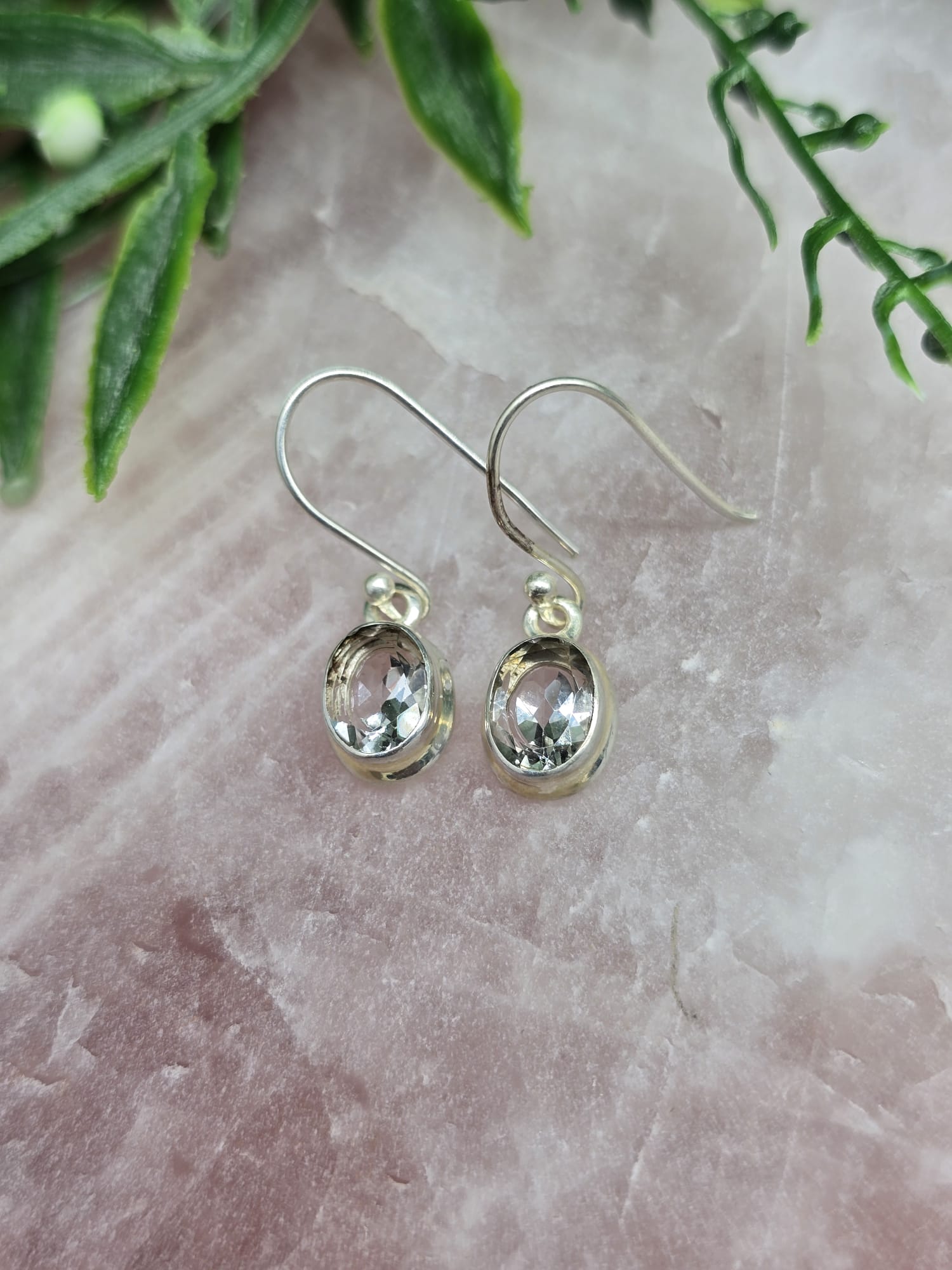 White Topaz Earrings 925 Sterling Silver Crystal Wellness