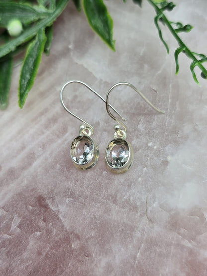 White Topaz Earrings 925 Sterling Silver Crystal Wellness