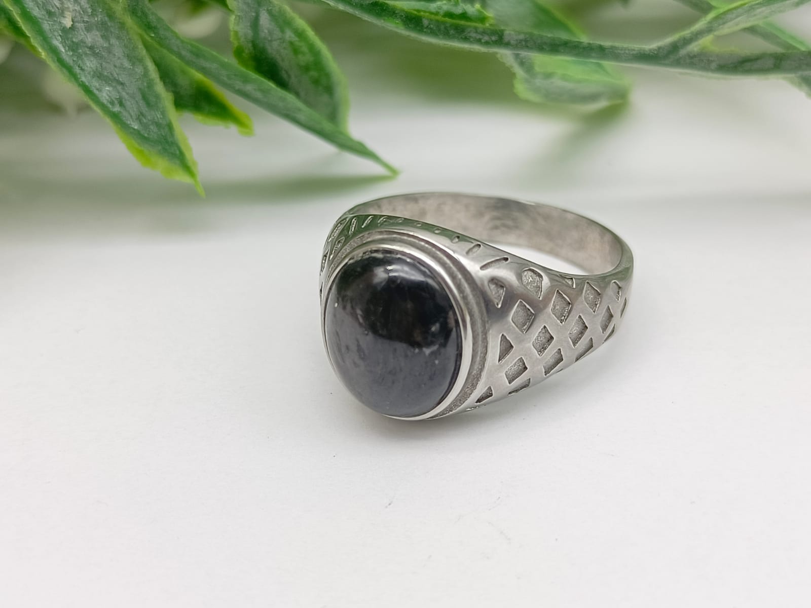 Black Onyx Titanium Ring Size 11 US or AUS W Crystal Wellness