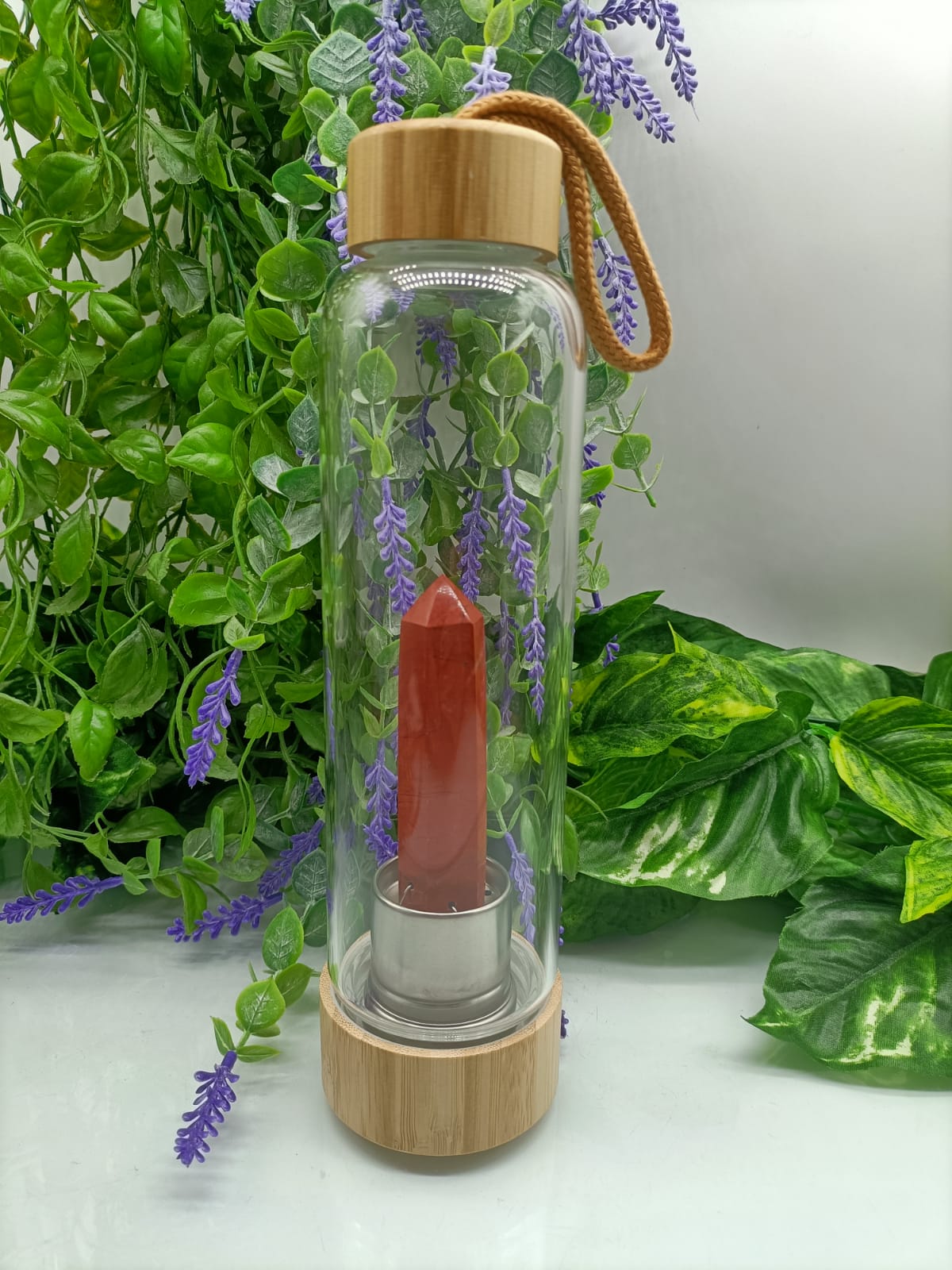 Infused Healing Crystal Bamboo Water Bottle Crystal Wellness