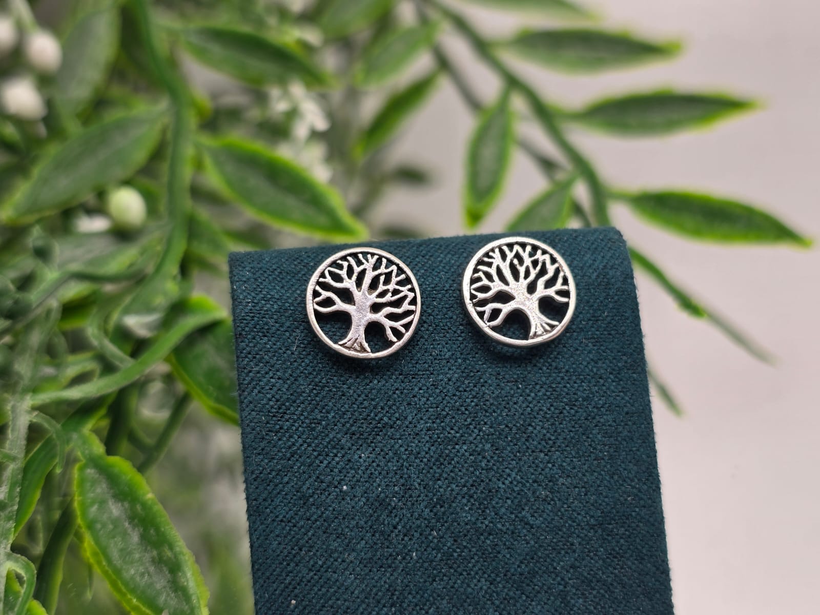 Tree of Life Sterling Silver Stud Earrings Crystal Wellness