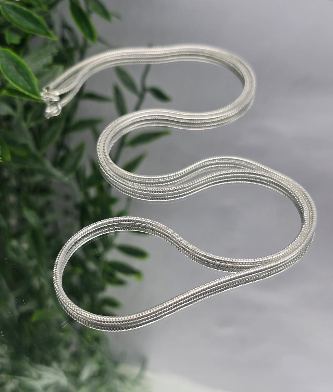 Snake Chain Necklace in 925 Sterling Silver Crystal Wellness